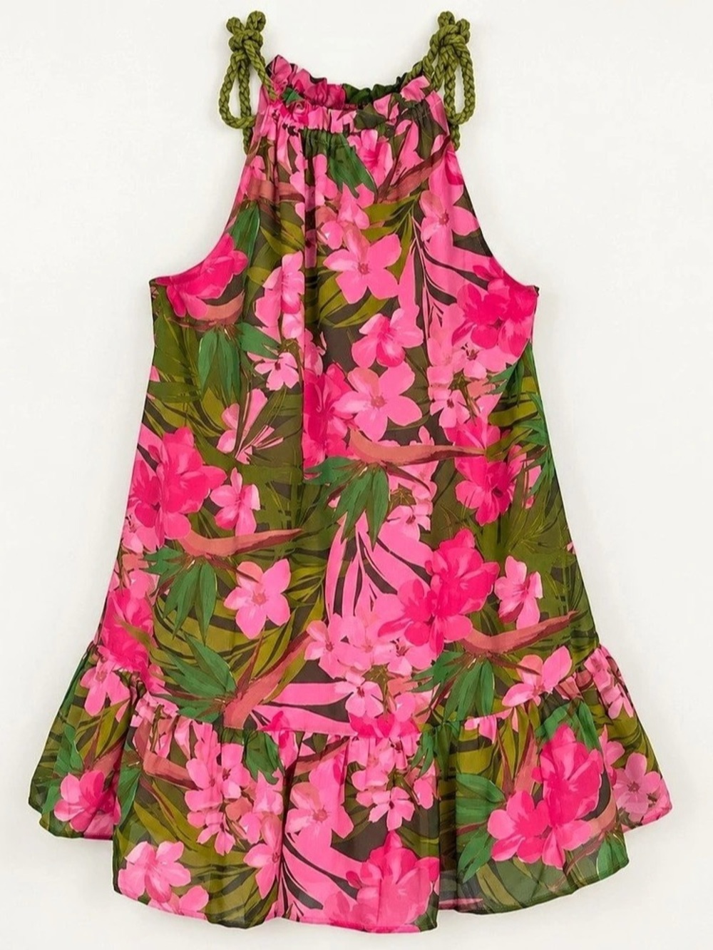 Sugar Lips Floral Mini Dress in Pink & Green Like New